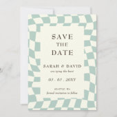 Save The Date Photo Retro Super Green Checkerboard (Devant)