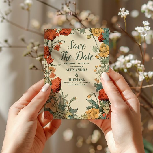 Save The Date Photo Romantique Art nouveau Mariage