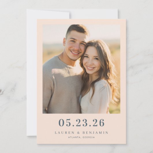 Save The Date Photo Romantique Beige Chaud (Devant)