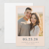 Save The Date Photo Romantique Beige Chaud (Devant / Derrière)