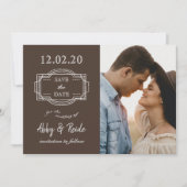 Save The Date Photo Romantique Brown rustique Enregistrer la dat (Devant)