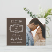 Save The Date Photo Romantique Brown rustique Enregistrer la dat (Debout devant)
