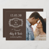 Save The Date Photo Romantique Brown rustique Enregistrer la dat (Devant / Derrière)