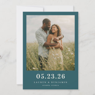 Save The Date Photo romantique de couleur sarcelle sereine