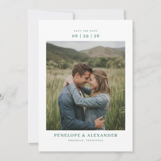 Save The Date Photo romantique en vert (Devant)