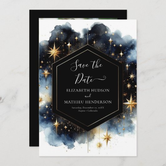 Save The Date Photo romantique Mariage céleste (Devant / Derrière)