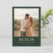 Save The Date Photo Romantique Vert Foncé (Debout devant)