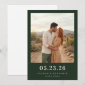 Save The Date Photo Romantique Vert Foncé (Devant / Derrière)