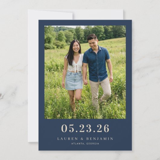 Save The Date Photo romantique vert joyeux (Devant)