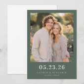 Save The Date Photo Romantique Vert Joyeux (Devant / Derrière)
