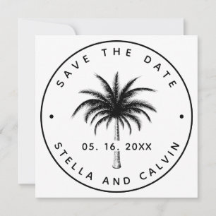 Save The Date Photo ronde du Mariage de palmiers tropicaux