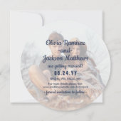 Save The Date Photo ronde unique Mariage bleu blanc de la marine (Dos)