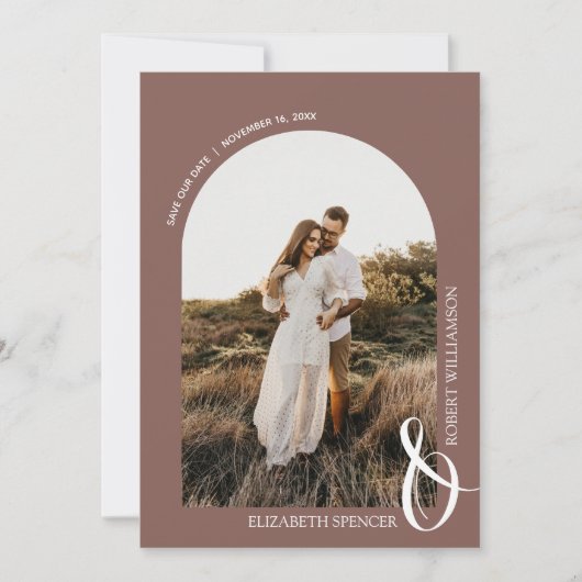 Save The Date Photo Rose de code QR Taupe Mariage (Devant)