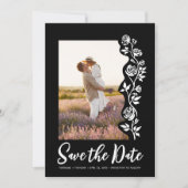 Save The Date Photo Rose noir blanc romantique simple (Devant)