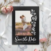 Save The Date Photo Rose noir blanc romantique simple