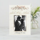 Save The Date Photo, Roses & Monogramme - Crème (Debout devant)