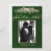 Save The Date Photo, Roses & Monogramme - Émeraude (Devant)