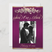 Save The Date Photo, Roses & Monogramme - Plum (Devant)
