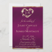 Save The Date Photo, Roses & Monogramme - Plum (Dos)