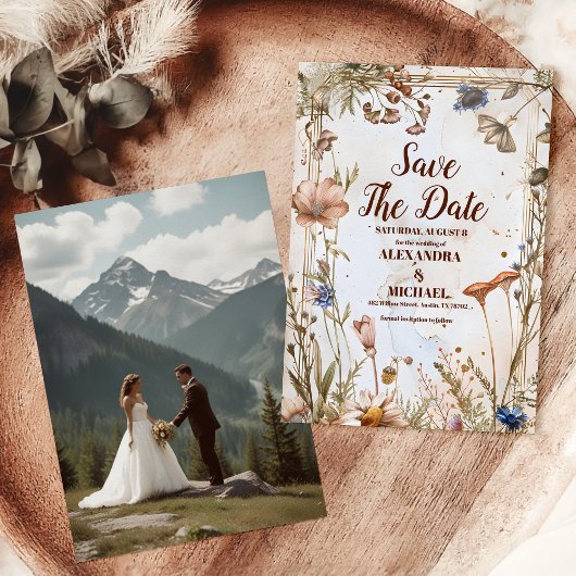 Save The Date Photo Russe Aquarelle Mariage de bois