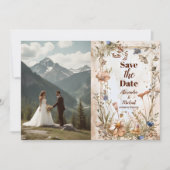 Save The Date Photo Russe Aquarelle Mariage de bois (Devant)