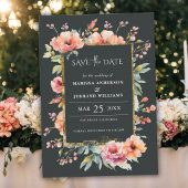 Save The Date Photo Rustic Floral Gold Frame Enregistrer la cart