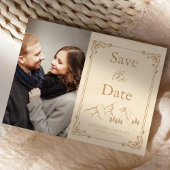 Save The Date Photo Rustic Woods Mountain Sketch Mariage