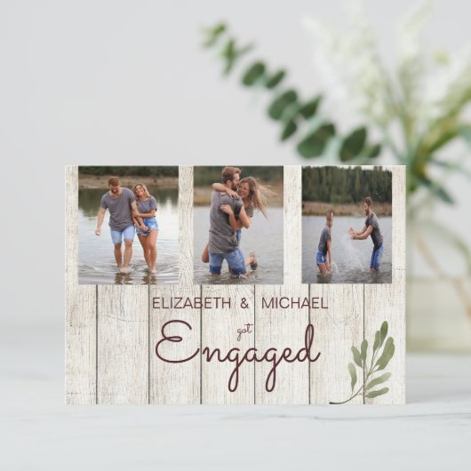 Save The Date Photo Rustique Bois simple Fiançailles moderne (Debout devant)