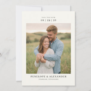 Save The Date Photo rustique crème serein