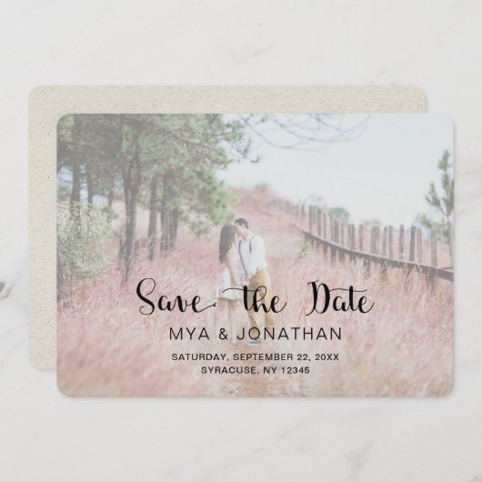Save The Date Photo rustique Enregistrer la date avec une superp (Devant / Derrière)