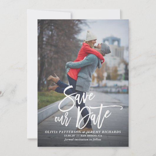 Save The Date Photo Rustique Lettrage à la main Enregistrer notr (Devant)