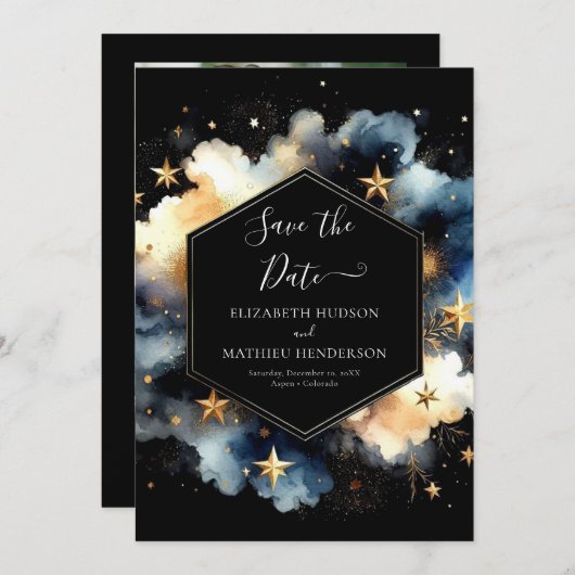 Save The Date Photo Rustique Mariage céleste (Devant / Derrière)