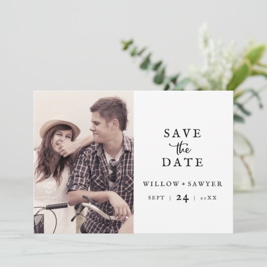 Save The Date Photo Rustique Script Enregistrer La Date (Debout devant)