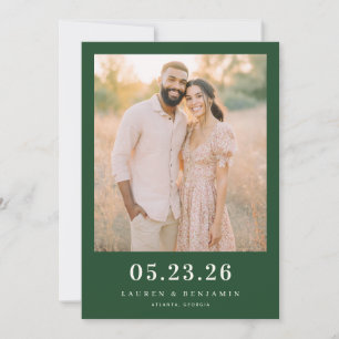 Save The Date Photo Rustique Vert Serein