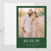 Save The Date Photo Rustique Vert Serein (Devant / Derrière)