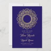 Save The Date Photo Save The Date, Mariage Indien, Violet, Or (Devant)