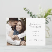 Save The Date Photo Script Argent Moderne Enregistrer La Date (Debout devant)