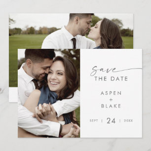Save The Date Photo Script Argent Moderne Enregistrer La Date