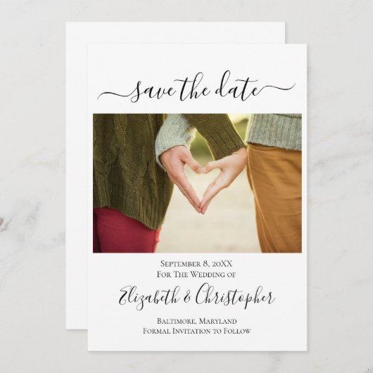 Save The Date Photo Script Calligraphy tendance (Devant / Derrière)