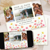 Save The Date Photo Set Pink Orange Floral Wedding