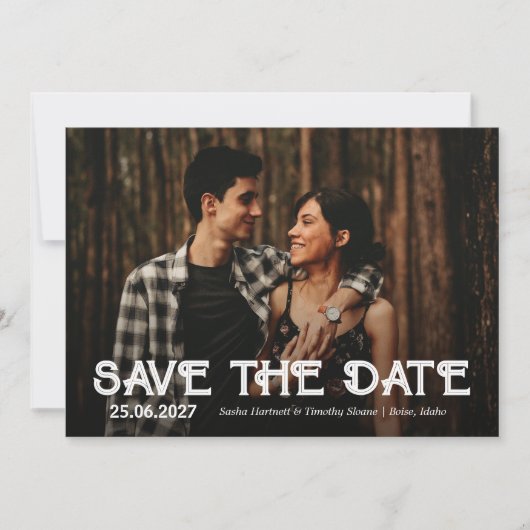 Save The Date Photo simple avec superposition blanche pour maria (Devant)