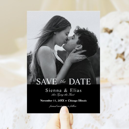 Save The Date Photo simple cravate noire noire 
