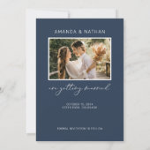 Save The Date Photo Simple Elegant Mariage bleu marine (Dos)