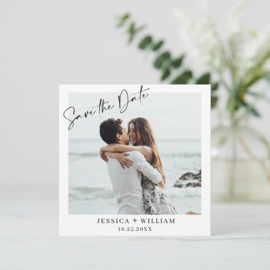 Save The Date Photo Simple Élégante Simple Mariage moderne (Debout devant)