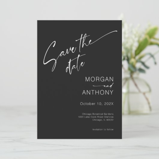 Save The Date Photo simple en noir et blanc Enregistrer la date (Debout devant)