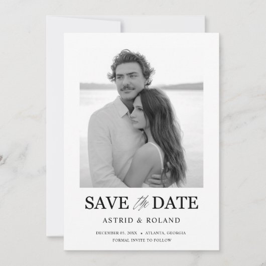 Save The Date Photo simple en noir et blanc Enregistrer la date (Devant)