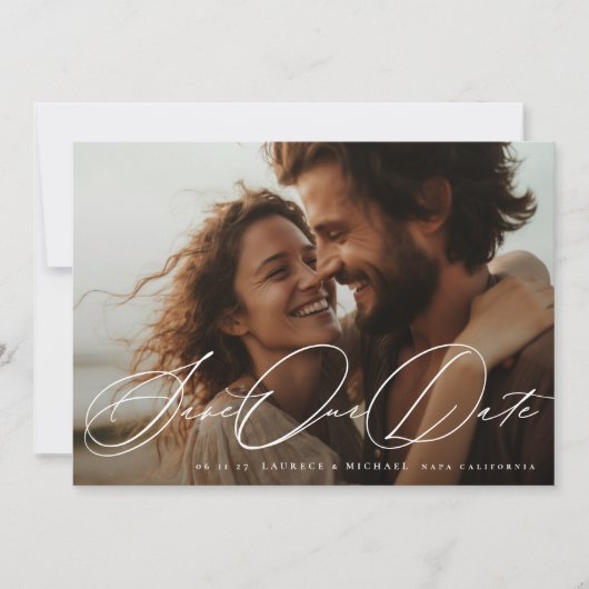 Save The Date Photo simple en noir et blanc moderne Le Mariage (Devant)