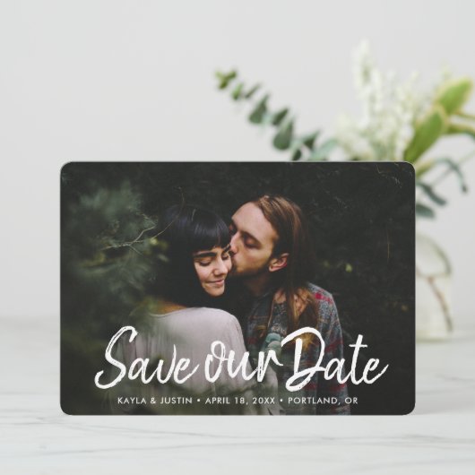 Save The Date Photo simple Enregistrer la date Mariage Inviter M (Debout devant)