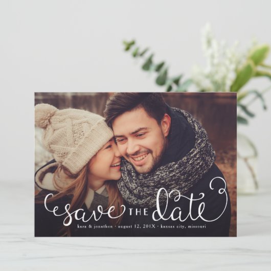 Save The Date Photo simple Enregistrer les dates, écriture manus (Debout devant)