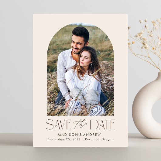 Save The Date Photo simple et moderne Arc de crème